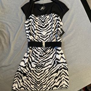 NWT Express zebra patterned dress with belt buckle, size S.
